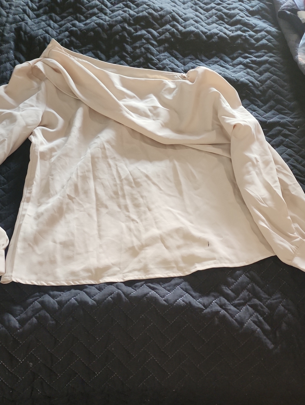 SHEIN Cream Off-Shoulder Long Sleeve Blouse